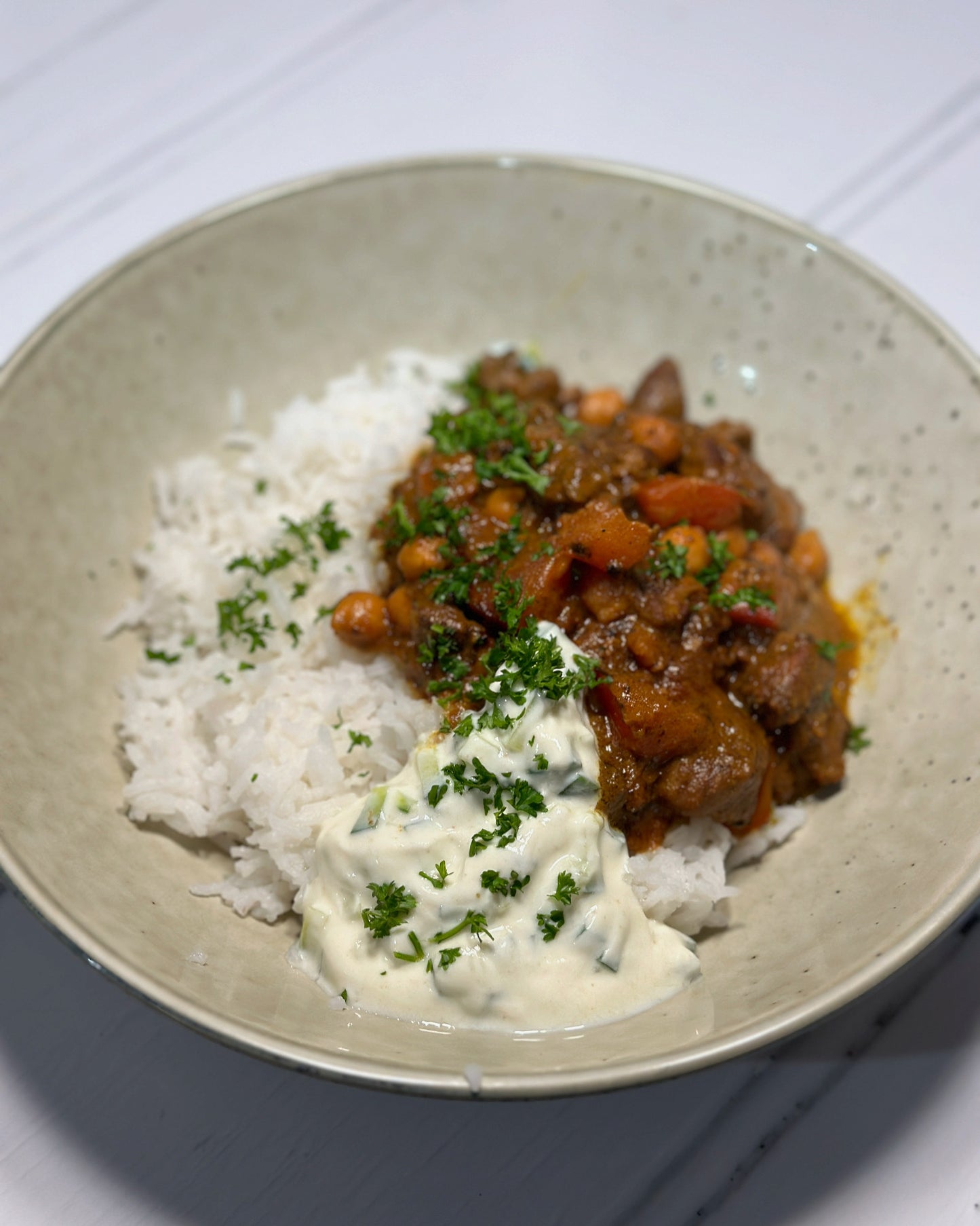Braised Lamb and Yoghurt Curry with Basmati Rice and Yoghurt