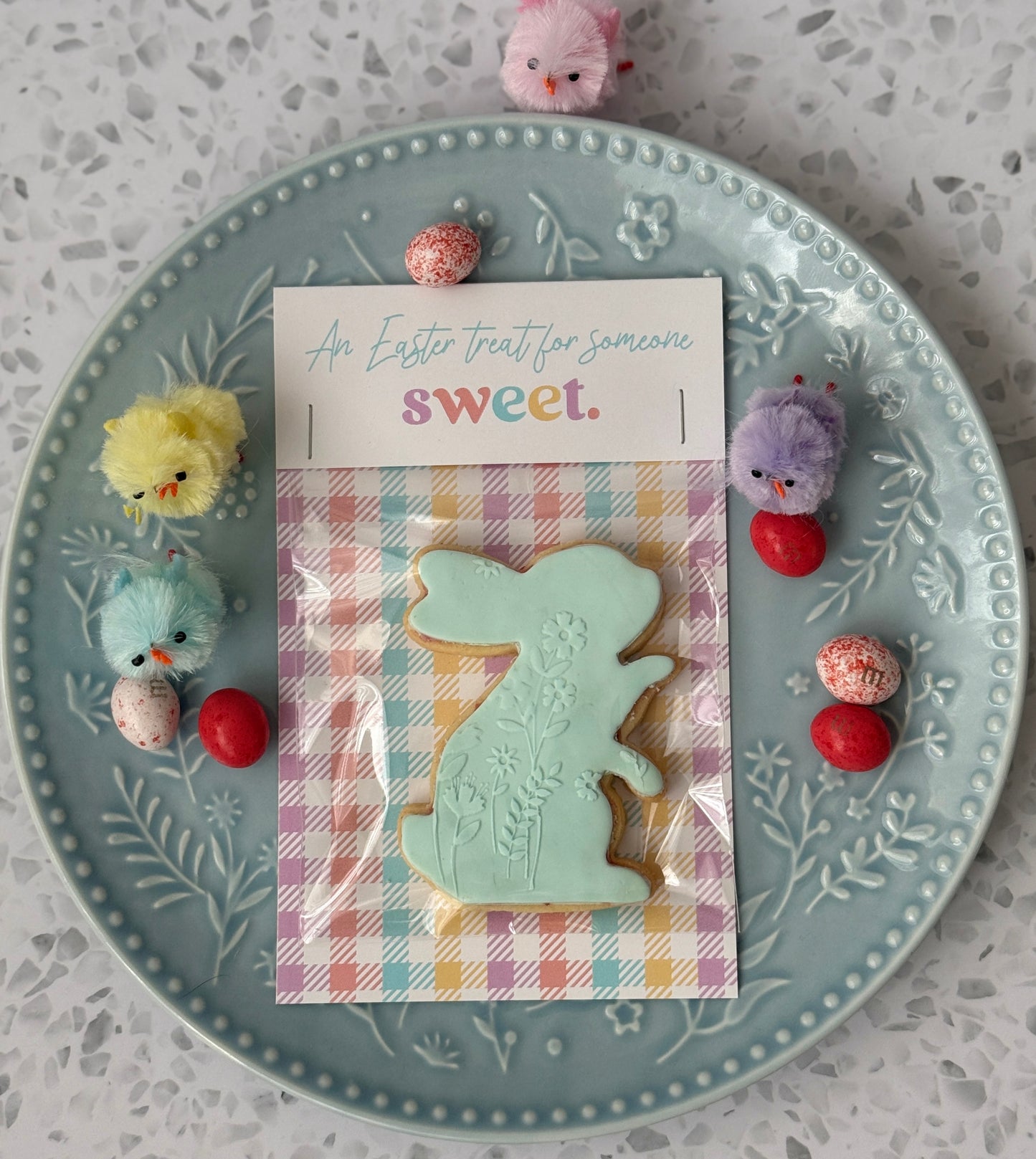 Easter Fondant Cookie - Floral Bunny Rabbit
